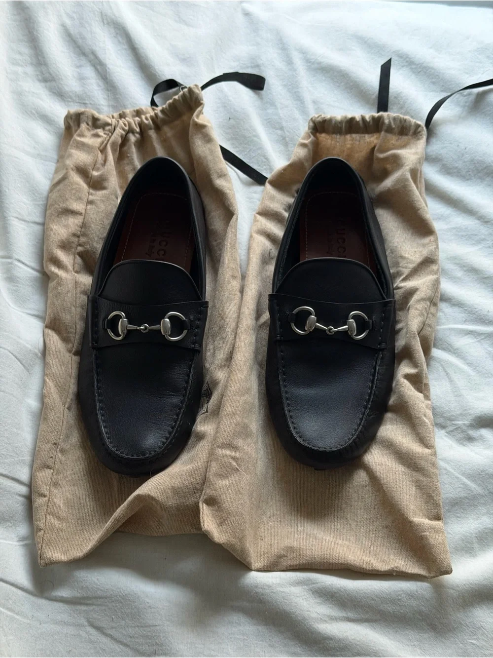 Gucci Black Leather Horsebit Loafers for Men